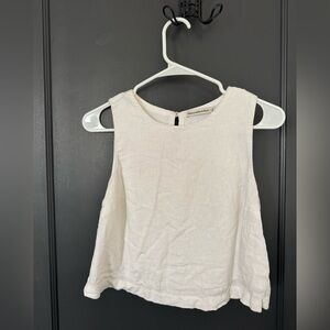 Abercrombie & Fitch White Linen-Blend Tank